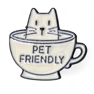 Pet Friendly White Cat Enamel Pin - Minimalist Coffee Mug Vet Tech Pet Sitter